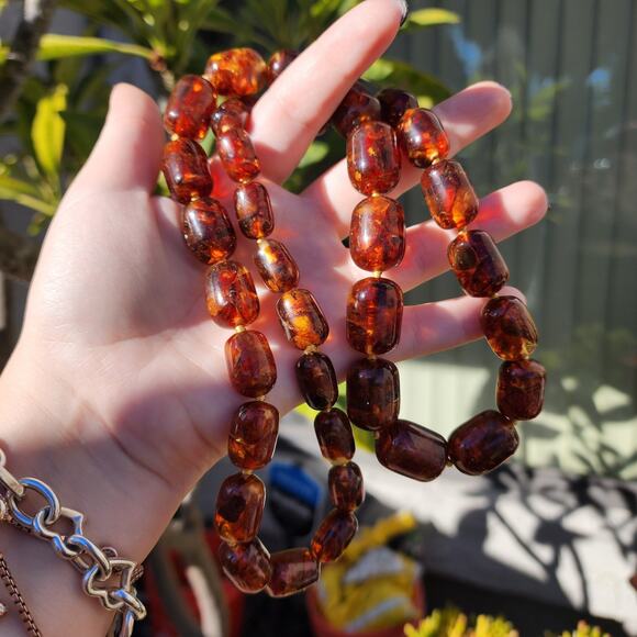 Vtg Baltic Amber Necklace Cognac Natural Inclusions Graduated Bead 28" 104 Grams - Picture 11 of 15